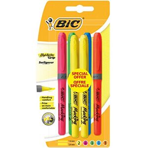 BIC Highlighter Grip Surligneurs Pointe Biseautée Couleurs Fluo Assorties, Blister Offre Spéciale de 6 - Publicité BIC Highlighter Grip Surligneurs Pointe Biseautée Couleurs Fluo Assorties, Blister Offre Spéciale de 6 - Publicité