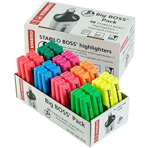 STABILO BOSS Big Boss Lot de 48 surligneurs 6 jaunes, 6 bleus, 6 verts, 6 rouges, 6 turquoises, 6 orange, 6 roses et 6 violets - Publicité STABILO BOSS Big Boss Lot de 48 surligneurs 6 jaunes, 6 bleus, 6 verts, 6 rouges, 6 turquoises, 6 orange, 6 roses et 6 violets - Publicité