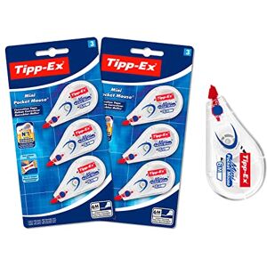 Tipp-Ex Correction Mini Pocket Mouse Rubans Correcteurs Très Résistant 6 m x 5 mm, Lot de 2 Blisters de 3 - Publicité Tipp-Ex Correction Mini Pocket Mouse Rubans Correcteurs Très Résistant 6 m x 5 mm, Lot de 2 Blisters de 3 - Publicité