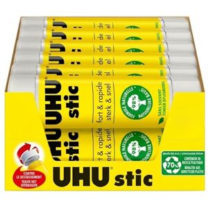 UHU Stic Bâton de Colle Sans Solvants Colle Enfant, Loisirs Créatifs, Bureau, Maison, École Blanche Fournitures de Bureau Lot de 12 Stics de 21 g - Publicité UHU Stic Bâton de Colle Sans Solvants Colle Enfant, Loisirs Créatifs, Bureau, Maison, École Blanche Fournitures de Bureau Lot de 12 Stics de 21 g - Publicité