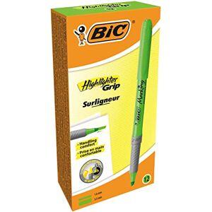 BIC Highlighter Grip Surligneurs Pointe Biseautée Vert, Boîte de 12 - Publicité BIC Highlighter Grip Surligneurs Pointe Biseautée Vert, Boîte de 12 - Publicité