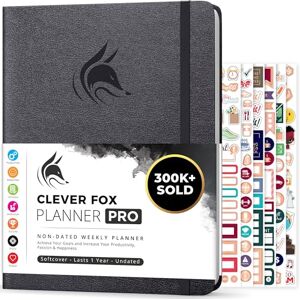 Clever Fox Agenda PRO Agenda de vie hebdomadaire et mensuel pour augmenter la productivité, la gestion du temps et atteindre vos objectifs Organisateur, Durée 1 an A4, Non daté (Argent Noir) - Publicité Clever Fox Agenda PRO Agenda de vie hebdomadaire et mensuel pour augmenter la productivité, la gestion du temps et atteindre vos objectifs Organisateur, Durée 1 an A4, Non daté (Argent Noir) - Publicité