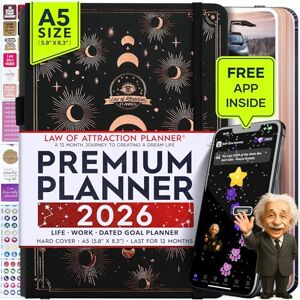 Freedom Mastery Law of Attraction 2026 Planner Agenda hebdomadaire, mensuel, 12 mois pour augmenter la productivité Organiseur de vie, journal de gratitude et autocollants, A5 - Publicité Freedom Mastery Law of Attraction 2026 Planner Agenda hebdomadaire, mensuel, 12 mois pour augmenter la productivité Organiseur de vie, journal de gratitude et autocollants, A5 - Publicité