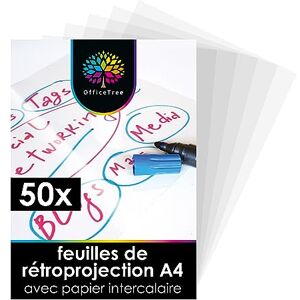 OfficeTree 50 x Feuilles Transparente pour Rétroprojecteur A4 Feuille Transparente Imprimable Pour Présentations et Dossiers - Publicité OfficeTree 50 x Feuilles Transparente pour Rétroprojecteur A4 Feuille Transparente Imprimable Pour Présentations et Dossiers - Publicité