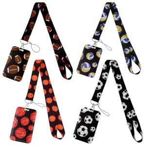 SYTTNUM Porte Carte avec Cordon, 4pcs Football Pattern Cordon Tour de Cou pour Badge, pour Porte Badges d'Identification, Clés, Téléphone Portable - Publicité SYTTNUM Porte Carte avec Cordon, 4pcs Football Pattern Cordon Tour de Cou pour Badge, pour Porte Badges d'Identification, Clés, Téléphone Portable - Publicité