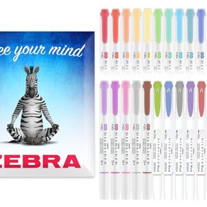Zebra Pen Mildliner Creative Marker Surligneurs – 15 x Pointe biseautée et ogive double pointe + 5 x double pointe pinceau et pointe ogive – Lot de 20 stylos cool et raffinés dans des pochettes en - Publicité Zebra Pen Mildliner Creative Marker Surligneurs – 15 x Pointe biseautée et ogive double pointe + 5 x double pointe pinceau et pointe ogive – Lot de 20 stylos cool et raffinés dans des pochettes en - Publicité