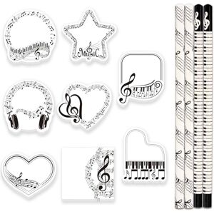 Wisebom 8PCS Notes Autocollantes Thème Musical Sticky Notes avec 4PCS Crayons Notes de Musique, Bloc-Notes à Thème Musical HB Standard Crayon Musique, Musique Papeterie pour Convient aux Bureau, Ecole, Maison - Publicité Wisebom 8PCS Notes Autocollantes Thème Musical Sticky Notes avec 4PCS Crayons Notes de Musique, Bloc-Notes à Thème Musical HB Standard Crayon Musique, Musique Papeterie pour Convient aux Bureau, Ecole, Maison - Publicité
