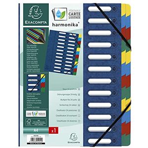 Exacompta Trieur HARMONIKA à fenêtres et élastiques carte lustrée 24 comp. Bleu - Publicité Exacompta Trieur HARMONIKA à fenêtres et élastiques carte lustrée 24 comp. Bleu - Publicité