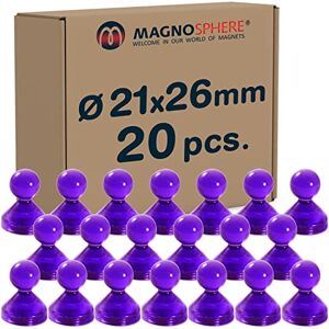 Magnosphere Punaises magnétiques épingles de néodyme aimants Ø 21x26mm 10 pcs. jusqu'à 2kg, Couleur:Violet - Publicité Magnosphere Punaises magnétiques épingles de néodyme aimants Ø 21x26mm 10 pcs. jusqu'à 2kg, Couleur:Violet - Publicité