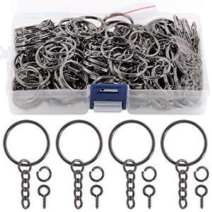 Swpeet Sweet Lot de 450 porte-clés noirs de 25 mm Comprenant 150 anneaux porte-clés et 150 anneaux ouverts Avec 150 épingles à œillet à vis en vrac pour la fabrication de bijoux - Publicité Swpeet Sweet Lot de 450 porte-clés noirs de 25 mm Comprenant 150 anneaux porte-clés et 150 anneaux ouverts Avec 150 épingles à œillet à vis en vrac pour la fabrication de bijoux - Publicité