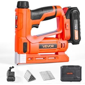 VEVOR Agrafeuse Cloueuse Électrique 2-en-1, Cloueur Calibre 18, 15 mm, avec 1000 Clous et 1000 Agrafes, Poignée en Caoutchouc Antidérapante, avec Batterie et Chargeur, pour Travail du Bois, Orange - Publicité VEVOR Agrafeuse Cloueuse Électrique 2-en-1, Cloueur Calibre 18, 15 mm, avec 1000 Clous et 1000 Agrafes, Poignée en Caoutchouc Antidérapante, avec Batterie et Chargeur, pour Travail du Bois, Orange - Publicité
