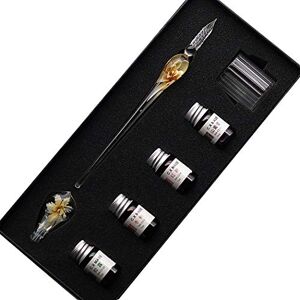 SIPLIV fait main cristal verre intarsia dip stylo plume kit calligraphie signatures stylo avec 4 couleurs d'encre, porte-stylo, tasse de nettoyage, jaune - Publicité SIPLIV fait main cristal verre intarsia dip stylo plume kit calligraphie signatures stylo avec 4 couleurs d'encre, porte-stylo, tasse de nettoyage, jaune - Publicité