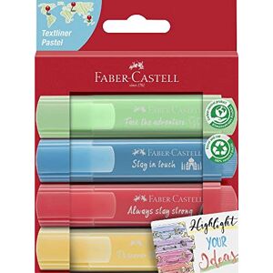 Faber-Castell 254625 Set de surligneurs TL 46, étui de 4 pièces, couleurs pastel, pointe biseautée longue durée, largeur de trait 1 5 mm - Publicité Faber-Castell 254625 Set de surligneurs TL 46, étui de 4 pièces, couleurs pastel, pointe biseautée longue durée, largeur de trait 1 5 mm - Publicité