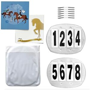 JA Horse Paire de numéros de dossard à 3 chiffres à 4 chiffres Numéros de tête Support pour cheval, équitation, tournoi Avec épingles de sûreté Bande élastique (4 chiffres, bande élastique) - Publicité JA Horse Paire de numéros de dossard à 3 chiffres à 4 chiffres Numéros de tête Support pour cheval, équitation, tournoi Avec épingles de sûreté Bande élastique (4 chiffres, bande élastique) - Publicité