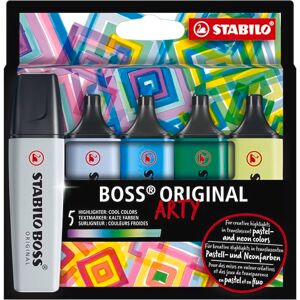 STABILO BOSS ORIGINAL ARTY Surligneur Etui carton x 5 surligneurs couleurs froides gamme ARTY - Publicité STABILO BOSS ORIGINAL ARTY Surligneur Etui carton x 5 surligneurs couleurs froides gamme ARTY - Publicité