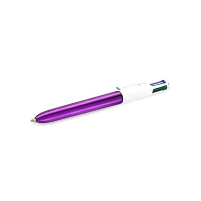 BIC Deutschland 4 COLOURS SHINE 1 stylo Blanc/violet métallisé 4 couleurs classiques - Publicité BIC Deutschland 4 COLOURS SHINE 1 stylo Blanc/violet métallisé 4 couleurs classiques - Publicité