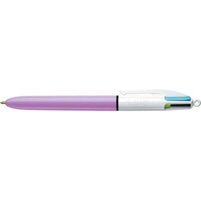 BIC Stylo à bille rétractable 4 Colours Fun Lilas/blanc - Publicité BIC Stylo à bille rétractable 4 Colours Fun Lilas/blanc - Publicité