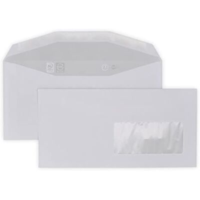 UNIVERS GRAPHIQUE lot de 50 Petite Enveloppe Courrier DL avec fenêtre papier velin blanc format 110 x 220 mm une enveloppe blanche avec fermeture bande adhésive autocollante siliconée - Publicité UNIVERS GRAPHIQUE lot de 50 Petite Enveloppe Courrier DL avec fenêtre papier velin blanc format 110 x 220 mm une enveloppe blanche avec fermeture bande adhésive autocollante siliconée - Publicité