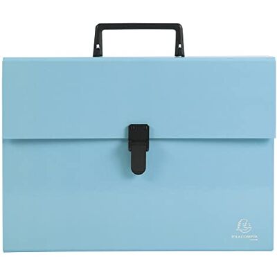 Exacompta Réf. 56762E 1 trieur valisette avec poignée Aquarel soufflets renforcés multicolores fermeture par bouton clip 18 compartiments dim 32x24 cm pour A4 couleur bleu pastel - Publicité Exacompta Réf. 56762E 1 trieur valisette avec poignée Aquarel soufflets renforcés multicolores fermeture par bouton clip 18 compartiments dim 32x24 cm pour A4 couleur bleu pastel - Publicité
