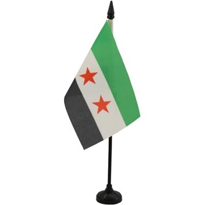 AZ FLAG Drapeau De Table Syrie Armée Syrienne libre 15x10 cm Mini Drapeau Syrien De Bureau 100% Polyester Avec Hampe De 25cm Et Socle En Plastique Noir - Publicité AZ FLAG Drapeau De Table Syrie Armée Syrienne libre 15x10 cm Mini Drapeau Syrien De Bureau 100% Polyester Avec Hampe De 25cm Et Socle En Plastique Noir - Publicité