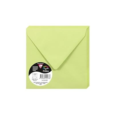 Clairefontaine 55478C Paquet de 20 Enveloppes Gommées Format Carré (14x14cm) 120g/m² Coloris Vert Bourgeon Invitation Evènements et Correspondance Gamme Pollen Papier Premium Lisse - Publicité Clairefontaine 55478C Paquet de 20 Enveloppes Gommées Format Carré (14x14cm) 120g/m² Coloris Vert Bourgeon Invitation Evènements et Correspondance Gamme Pollen Papier Premium Lisse - Publicité