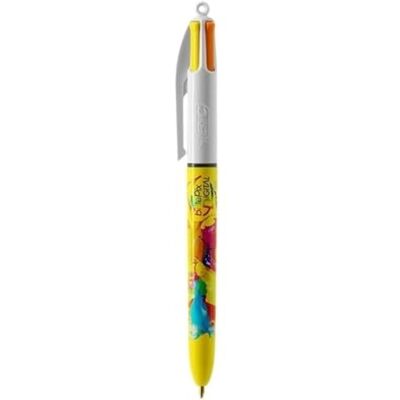 BIC 1 Stylo Bille Rechargeable 4 Couleurs Classiques (Noir, Rouge, Vert, Bleu) Pointe Moyenne Collection Hydro Corps Couleur Jaune - Publicité BIC 1 Stylo Bille Rechargeable 4 Couleurs Classiques (Noir, Rouge, Vert, Bleu) Pointe Moyenne Collection Hydro Corps Couleur Jaune - Publicité
