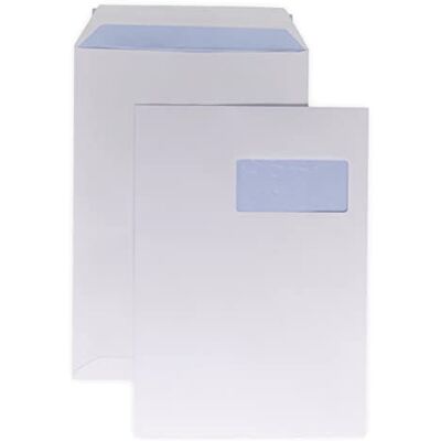 UNIVERS GRAPHIQUE 20 ex Grande enveloppe A4 avec fenêtre pochette courrier C4 papier kraft blanc 90g format 229 x 324 mm une enveloppe blanche avec fenêtre 50 x 110 mm fermeture bande adhésive autocollante siliconée - Publicité UNIVERS GRAPHIQUE 20 ex Grande enveloppe A4 avec fenêtre pochette courrier C4 papier kraft blanc 90g format 229 x 324 mm une enveloppe blanche avec fenêtre 50 x 110 mm fermeture bande adhésive autocollante siliconée - Publicité