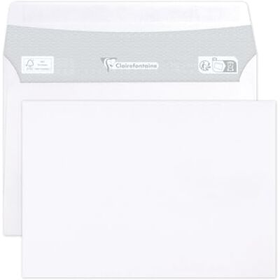 Clairefontaine 6916C Boite de 500 Enveloppes Blanches C6-114x162mm Auto-Adhésives 90g/m² - Publicité Clairefontaine 6916C Boite de 500 Enveloppes Blanches C6-114x162mm Auto-Adhésives 90g/m² - Publicité