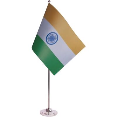 AZ FLAG Drapeau De Table Inde Prestige Drapeau Indien De Bureau En Satin Avec Hampe De 30cm Et Socle En Métal 22x15 cm - Publicité AZ FLAG Drapeau De Table Inde Prestige Drapeau Indien De Bureau En Satin Avec Hampe De 30cm Et Socle En Métal 22x15 cm - Publicité