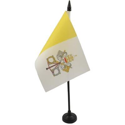 AZ FLAG Drapeau De Table Vatican 15x10 cm Mini Drapeau Vatican De Bureau 100% Polyester Avec Hampe De 25cm Et Socle En Plastique Noir - Publicité AZ FLAG Drapeau De Table Vatican 15x10 cm Mini Drapeau Vatican De Bureau 100% Polyester Avec Hampe De 25cm Et Socle En Plastique Noir - Publicité