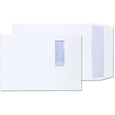 Blake Purely Packaging B4 350 x 250 x 25 mm 140 g/m² Enveloppes Pochettes à Soufflet Bande Adhésive Fenêtre (41062W) Blanc Boîte de 125 - Publicité Blake Purely Packaging B4 350 x 250 x 25 mm 140 g/m² Enveloppes Pochettes à Soufflet Bande Adhésive Fenêtre (41062W) Blanc Boîte de 125 - Publicité