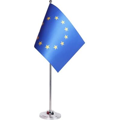 AZ FLAG Drapeau De Table Europe Prestige Drapeau Européen Union Européenne Ue De Bureau En Satin Avec Hampe De 30cm Et Socle En Métal 22x15 cm - Publicité AZ FLAG Drapeau De Table Europe Prestige Drapeau Européen Union Européenne Ue De Bureau En Satin Avec Hampe De 30cm Et Socle En Métal 22x15 cm - Publicité