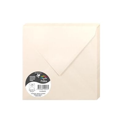 Clairefontaine 50043C Paquet de 20 Enveloppes Gommées Format Carré (16,5x16,5cm) 120g/m² Coloris Ivoire Irisé Invitation Evènements et Correspondance Gamme Pollen Papier Premium Lisse - Publicité Clairefontaine 50043C Paquet de 20 Enveloppes Gommées Format Carré (16,5x16,5cm) 120g/m² Coloris Ivoire Irisé Invitation Evènements et Correspondance Gamme Pollen Papier Premium Lisse - Publicité
