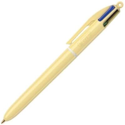 BIC 1 Stylo 4 Couleurs Classiques (Noir, Bleu, Vert et Rouge) Décor Jaune Pastel Pointe Moyenne : 1 mm - Publicité BIC 1 Stylo 4 Couleurs Classiques (Noir, Bleu, Vert et Rouge) Décor Jaune Pastel Pointe Moyenne : 1 mm - Publicité