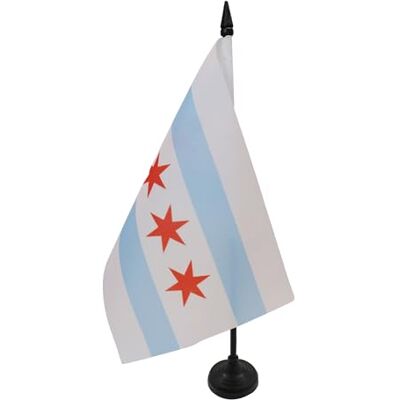 AZ FLAG Drapeau De Table Chicago 21x14 cm Petit Drapeau De L'État Américain De Chicago De Bureau 100% Polyester Avec Hampe De 25cm Et Socle En Plastique Noir - Publicité AZ FLAG Drapeau De Table Chicago 21x14 cm Petit Drapeau De L'État Américain De Chicago De Bureau 100% Polyester Avec Hampe De 25cm Et Socle En Plastique Noir - Publicité