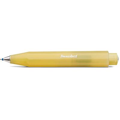 Kaweco Frosted Sport Sweet Banana Stylo à bille en plastique de qualité supérieure Jaune 12 g Stylo à bille de poche avec mécanisme courbe en forme de cœur 10,5 cm - Publicité Kaweco Frosted Sport Sweet Banana Stylo à bille en plastique de qualité supérieure Jaune 12 g Stylo à bille de poche avec mécanisme courbe en forme de cœur 10,5 cm - Publicité