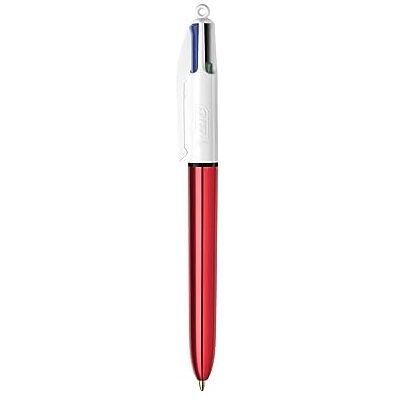 BIC 1 Stylo 4 Couleurs Rouge Métallisé Corps Blanc/Rouge Métallisé Encre : 4 Couleurs Classiques - Publicité BIC 1 Stylo 4 Couleurs Rouge Métallisé Corps Blanc/Rouge Métallisé Encre : 4 Couleurs Classiques - Publicité