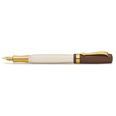 Kaweco Student 20's Jazz Stylo plume en résine de qualité supérieure pour cartouches d'encre Marron et crème avec détails dorés I Stylo plume 16 cm I Plume F (fine) - Publicité Kaweco Student 20's Jazz Stylo plume en résine de qualité supérieure pour cartouches d'encre Marron et crème avec détails dorés I Stylo plume 16 cm I Plume F (fine) - Publicité