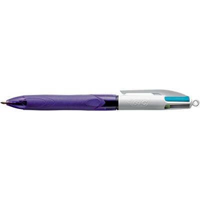 BIC 1 Stylo 4 Couleurs Fun avec Grip Doigt Multicolore (Rose + Violet + Vert citron + Turquoise) - Publicité BIC 1 Stylo 4 Couleurs Fun avec Grip Doigt Multicolore (Rose + Violet + Vert citron + Turquoise) - Publicité