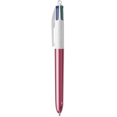 BIC 1 Stylo Bille Rechargeable 4 Couleurs Classiques (Noir, Rouge, Vert, Bleu) Pointe Moyenne Collection Shine Corps Couleur Brillante de Rose - Publicité BIC 1 Stylo Bille Rechargeable 4 Couleurs Classiques (Noir, Rouge, Vert, Bleu) Pointe Moyenne Collection Shine Corps Couleur Brillante de Rose - Publicité