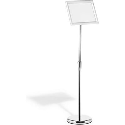 Durable Présentoir sur pied avec cadre clipsable A4, Argent, 479823 Porte-affiche en aluminium anodisé, hauteur réglable de 770 à 1205 mm, angle de lecture 5° à 90°, film PVC anti-UV - Publicité Durable Présentoir sur pied avec cadre clipsable A4, Argent, 479823 Porte-affiche en aluminium anodisé, hauteur réglable de 770 à 1205 mm, angle de lecture 5° à 90°, film PVC anti-UV - Publicité