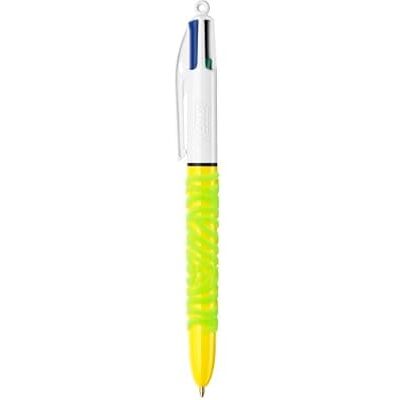 BIC 1 Stylo 4 Couleurs Corps Velours Jaune Encre : 4 Couleurs Classiques - Publicité BIC 1 Stylo 4 Couleurs Corps Velours Jaune Encre : 4 Couleurs Classiques - Publicité