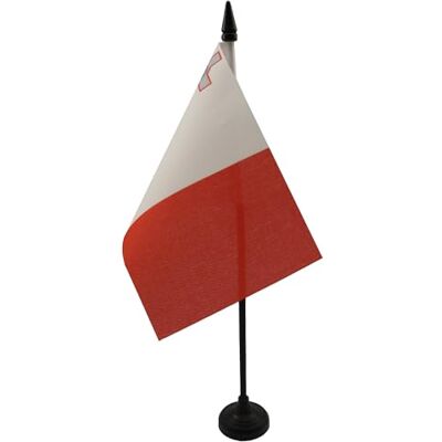 AZ FLAG Drapeau De Table Malte 15x10 cm Mini Drapeau Maltais De Bureau 100% Polyester Avec Hampe De 25cm Et Socle En Plastique Noir - Publicité AZ FLAG Drapeau De Table Malte 15x10 cm Mini Drapeau Maltais De Bureau 100% Polyester Avec Hampe De 25cm Et Socle En Plastique Noir - Publicité