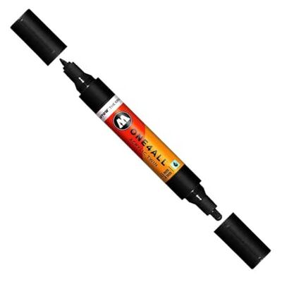 Molotow One4All Marqueur acrylique double face avec pointe 1,5 mm et 4 mm d'épaisseur Noir Signal 180 - Publicité Molotow One4All Marqueur acrylique double face avec pointe 1,5 mm et 4 mm d'épaisseur Noir Signal 180 - Publicité