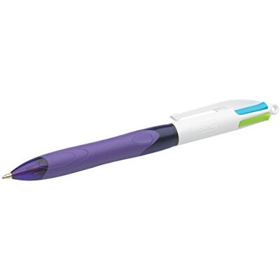 BIC Stylo Bille 4 Couleurs Grip Fashion, Pointe moyenne - Publicité BIC Stylo Bille 4 Couleurs Grip Fashion, Pointe moyenne - Publicité