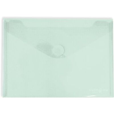 Grafoplás Grafoplas Lot de 10 chemises à enveloppes en plastique, fermeture Velcro, format A5, vert menthe, multiligne, 25,2 x 18 cm, polypropylène cristal rayé translucide, parfait pour documents quart - Publicité Grafoplás Grafoplas Lot de 10 chemises à enveloppes en plastique, fermeture Velcro, format A5, vert menthe, multiligne, 25,2 x 18 cm, polypropylène cristal rayé translucide, parfait pour documents quart - Publicité