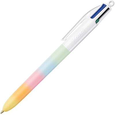 BIC 1 Stylo 4 Couleurs Classiques (Noir, Bleu, Vert et Rouge) Décor Arc-en-Ciel Sweet Pastel Pointe Moyenne : 1 mm - Publicité BIC 1 Stylo 4 Couleurs Classiques (Noir, Bleu, Vert et Rouge) Décor Arc-en-Ciel Sweet Pastel Pointe Moyenne : 1 mm - Publicité