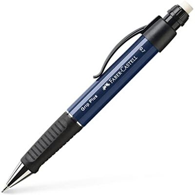 Faber-Castell Porte-mine GRIP PLUS 0,7 mm bleu métallisé Zone de préhension triangulaire ergonomique, gomme extra-large et mine anti-casse pour un grand confort d'écriture - Publicité Faber-Castell Porte-mine GRIP PLUS 0,7 mm bleu métallisé Zone de préhension triangulaire ergonomique, gomme extra-large et mine anti-casse pour un grand confort d'écriture - Publicité