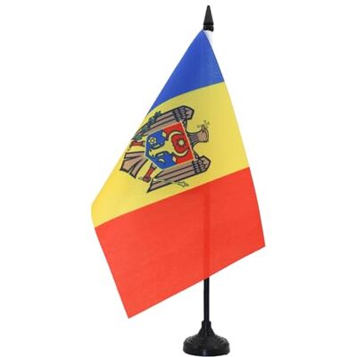 AZ FLAG Drapeau De Table Moldavie 21x14 cm Petit Drapeau Moldave De Bureau 100% Polyester Avec Hampe De 25cm Et Socle En Plastique Noir - Publicité AZ FLAG Drapeau De Table Moldavie 21x14 cm Petit Drapeau Moldave De Bureau 100% Polyester Avec Hampe De 25cm Et Socle En Plastique Noir - Publicité