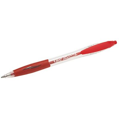 BIC 13002 Stylo-bille Atlantis écriture moyenne 0,5 mm encre douce bille rétractable corps cristal clip grip préhension - Publicité BIC 13002 Stylo-bille Atlantis écriture moyenne 0,5 mm encre douce bille rétractable corps cristal clip grip préhension - Publicité